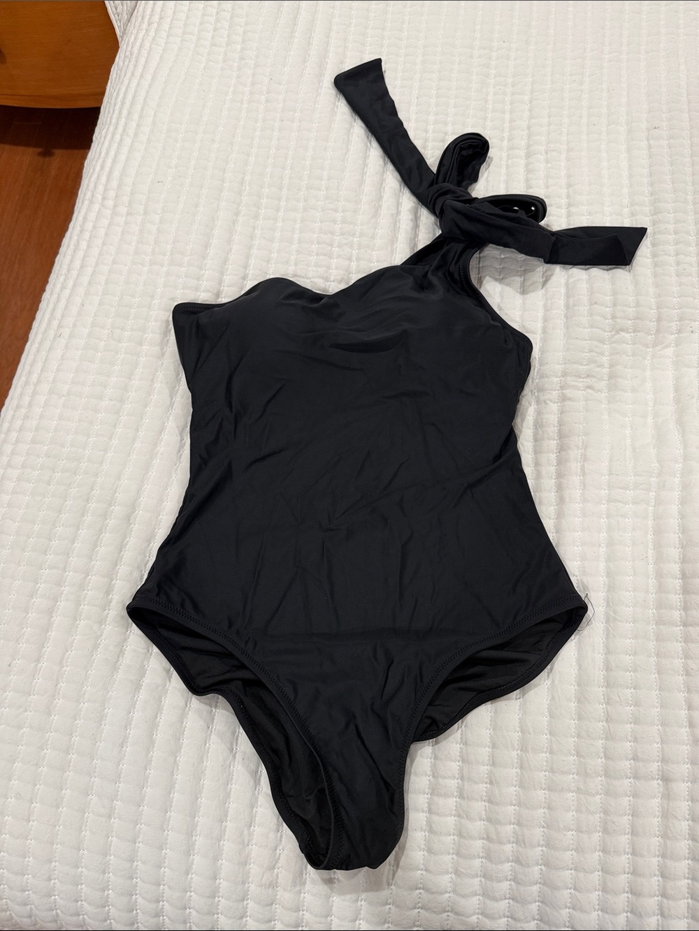 J. Crew Black One-Shoulder Tie-Back One-Piece Swimsuit